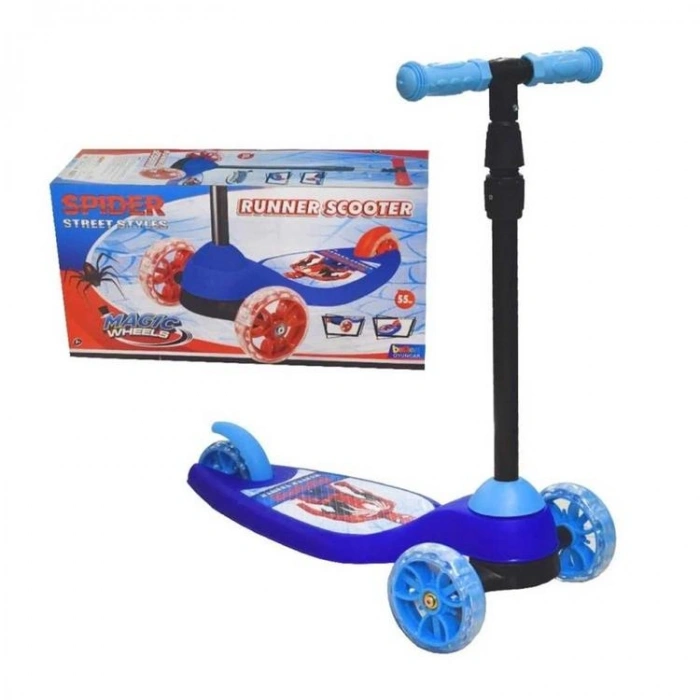BEREN BRN-2556 RUNNER STREET STYLE SPIDER IŞIKLI 55 KG 3 TEKER MAVİ SCOOTER 5+