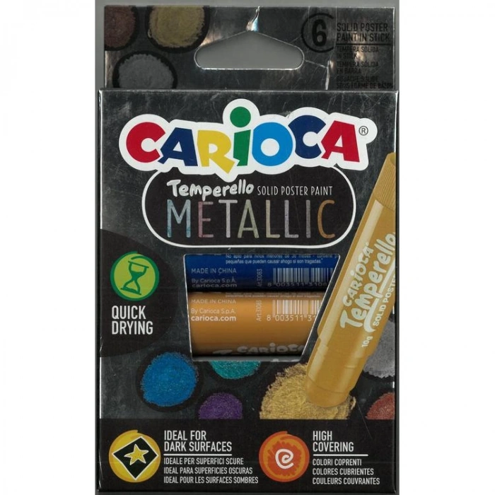 CARIOCA 42674 TEMPERELLO STICK METALİK RENKLER POSTER BOYAMA KALEMİ  6LI