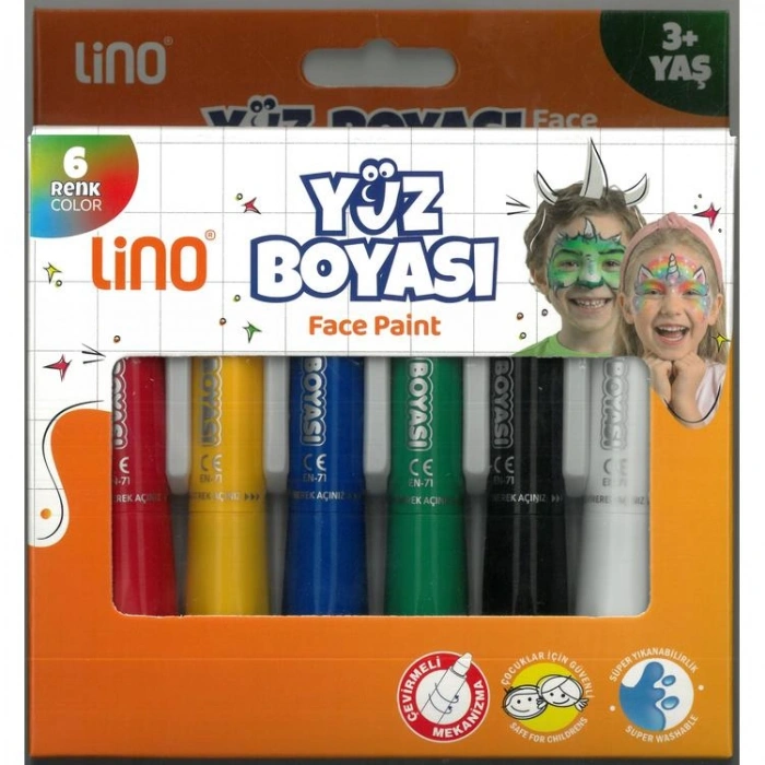 LINO LN-901 KALEM TİPİ YÜZ BOYASI 6 RENK 3+