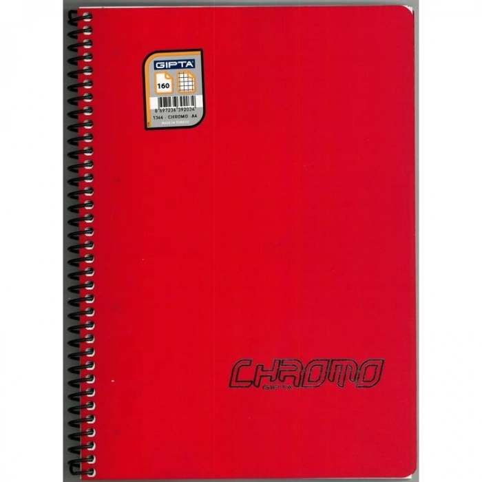 GIPTA CHROM-O SPİRALLİ PP.KAPAK A4 160YP. KARELİ DEFTER 1344 - TEKLİ