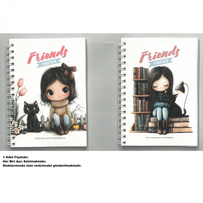 GIPTA FRIENDS FOREVER SPİRALLİ LX KARTON KAPAK A6 80YP. ÇİZGİLİ NOT DEFTERİ 8385 - TEKLİ