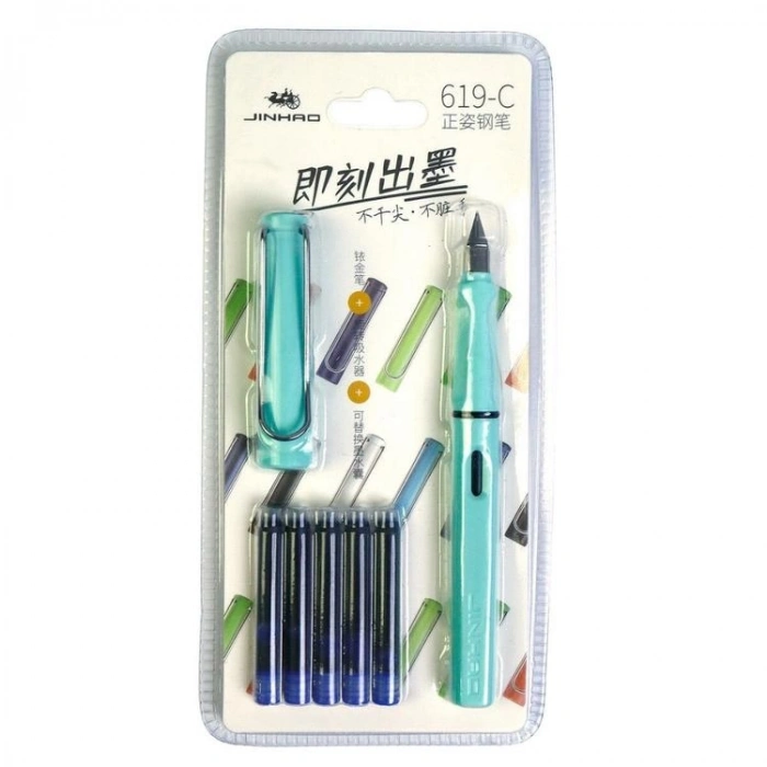 JINHAO  24-A 619 F UÇ DOLMA KALEM PLASTİK KARTELA 1 SET