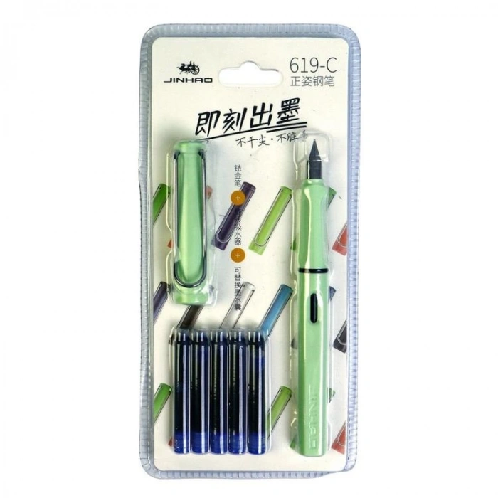 JINHAO  24-A 619 F UÇ DOLMA KALEM PLASTİK KARTELA 1 SET
