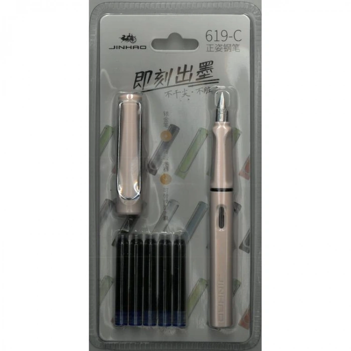 JINHAO  24-A 619 F UÇ DOLMA KALEM PLASTİK KARTELA 1 SET