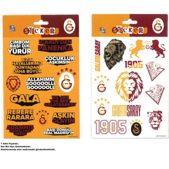 PİOLENT GSST26004 GALATASARAY TARAFTAR STICKER ETİKET 1 YP. TEKLİ KARTELA