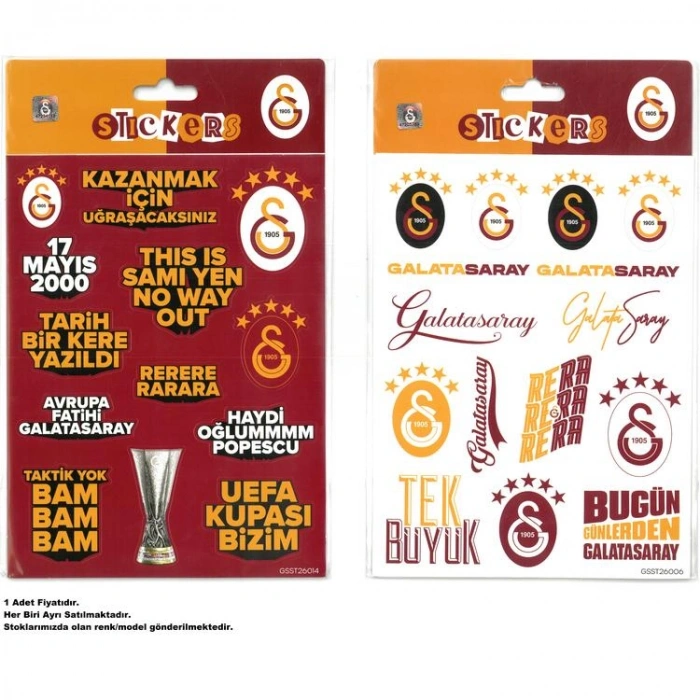 PİOLENT GSST26004 GALATASARAY TARAFTAR STICKER ETİKET 1 YP. TEKLİ KARTELA