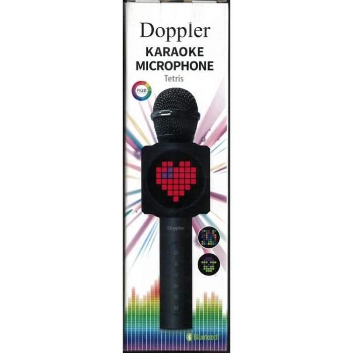 DOPPLER TETRİS EKRANLI RGB LED SES BLUETOOTH BAĞLANTILI KARAOKE MİKROFON KUTULU