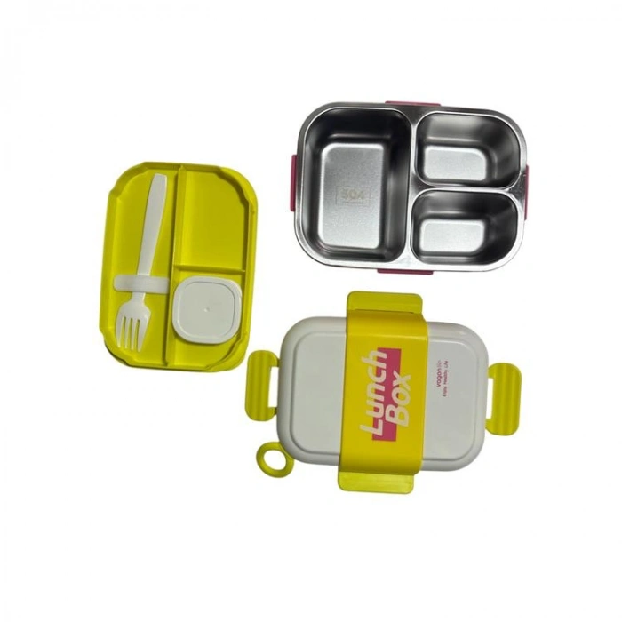 VAGONLİFE PASLANMAZ ÇELİK YEMEK KABI 2 KATLI BÖLMELİ 500 ML - LUNCH BOX  VGN6746 - PEMBE