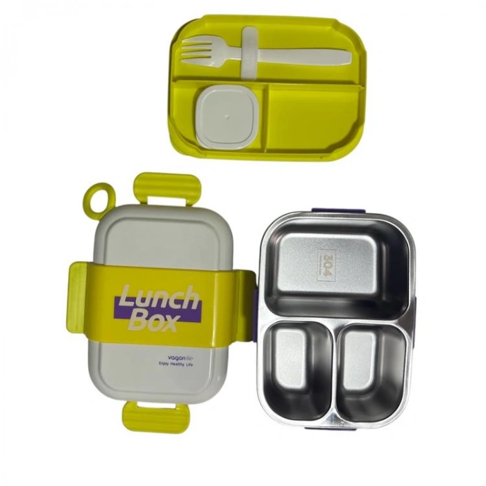 VAGONLİFE PASLANMAZ ÇELİK YEMEK KABI 2 KATLI BÖLMELİ 500 ML - LUNCH BOX  VGN6746 - MOR