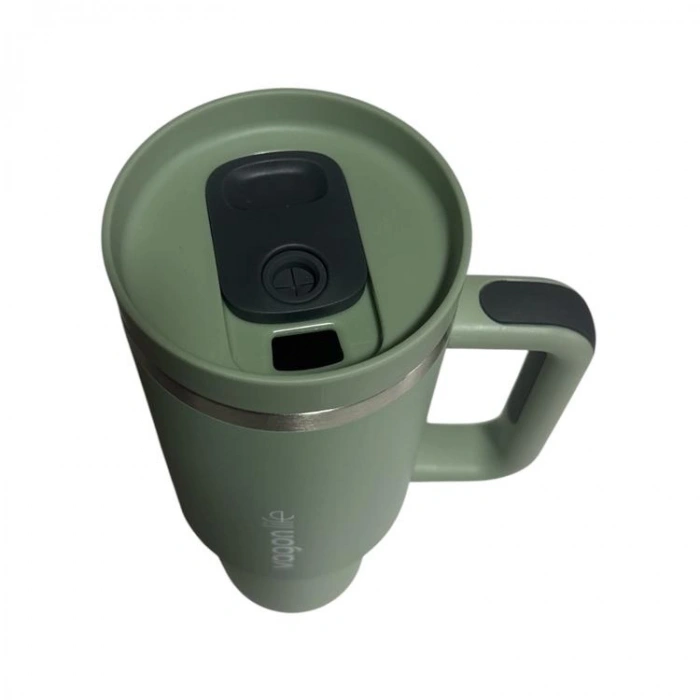 VAGONLİFE KULPLU ÇELİKLİ PİPETLİ/PİPETSİZ RAHAT İÇİM PASLANMAZ ÇELİK TERMOS CUP VGN1103 1200 ML YEŞİL