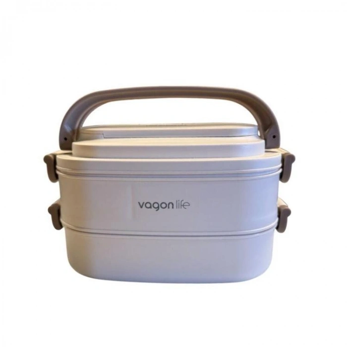 VAGONLİFE PASLANMAZ ÇELİK BÖLMELİ YEMEK KABI 2 KATLI - LUNCH BOX BL10403-2S 1140ML - BEJ