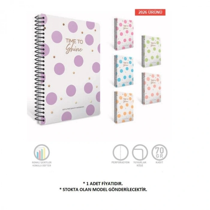 GIPTA TIME OFSET CR PP KAPAK SPİRALLİ A4 80 YP. ÇİZGİLİ DEFTER 7921 - TEKLİ