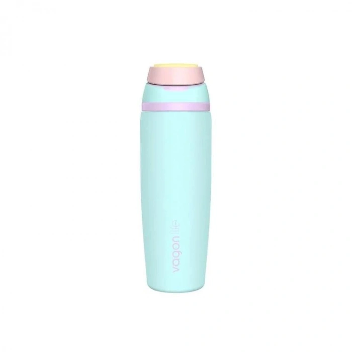 VAGONLİFE ÇELİK TEK KAPAK PİPETLİ/ PİPETSİZ KULLANIM KULPLU MATARA/TERMOS VGN1107 800ML  - TURKUAZ