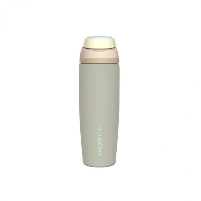 VAGONLİFE ÇELİK TEK KAPAK PİPETLİ/ PİPETSİZ KULLANIM KULPLU MATARA/TERMOS VGN1107 800ML  - GRİ