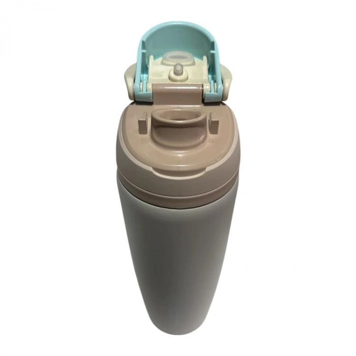 VAGONLİFE ÇELİK TEK KAPAK PİPETLİ/ PİPETSİZ KULLANIM KULPLU MATARA/TERMOS VGN1107 800ML  - GRİ