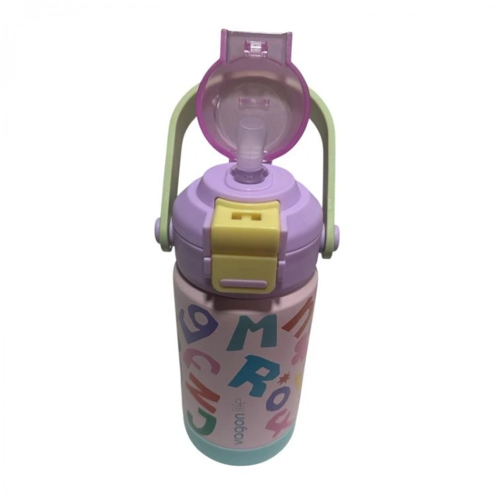 VAGONLİFE ÇELİK PİPETLİ / PİPETSİZ KULLANIM EL TAŞIMA KULPLU MATARA/TERMOS VGN1104 630ML LİLA
