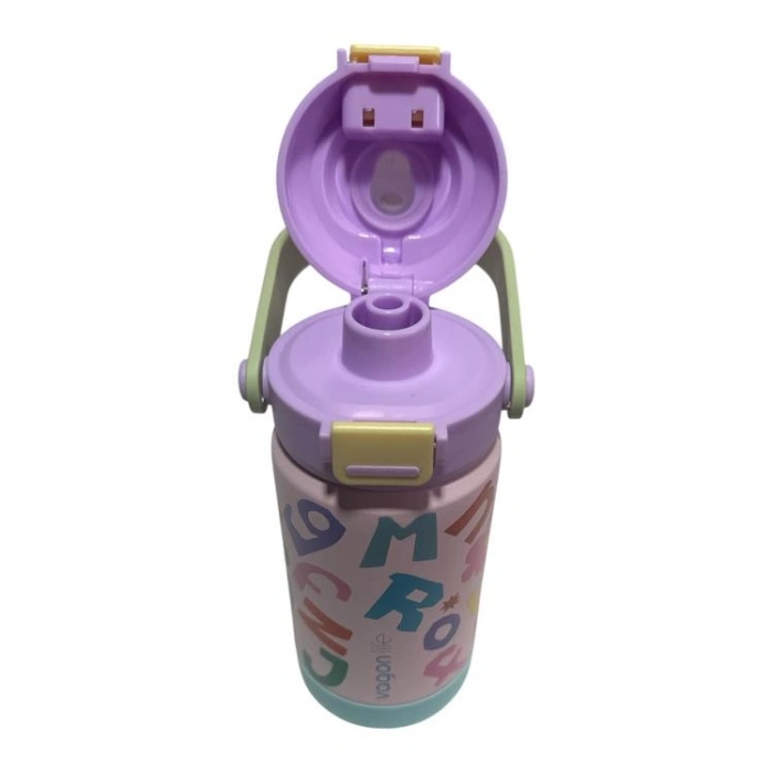 VAGONLİFE ÇELİK PİPETLİ / PİPETSİZ KULLANIM EL TAŞIMA KULPLU MATARA/TERMOS VGN1104 630ML LİLA