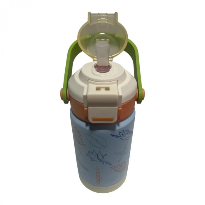 VAGONLİFE ÇELİK PİPETLİ / PİPETSİZ KULLANIM EL TAŞIMA KULPLU MATARA/TERMOS VGN1104 630ML TURUNCU