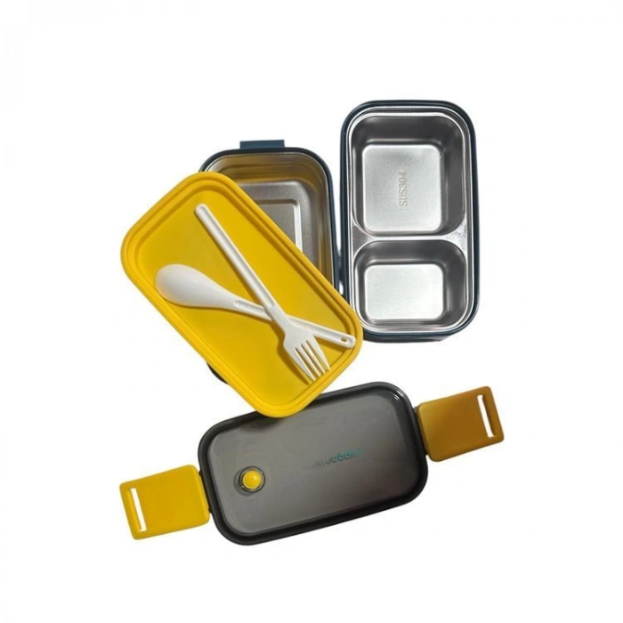 VAGONLİFE PASLANMAZ ÇELİK 3 BÖLMELİ YEMEK KABI 2 KATLI - LUNCH BOX BL50002-2 1400ML - MAVİ