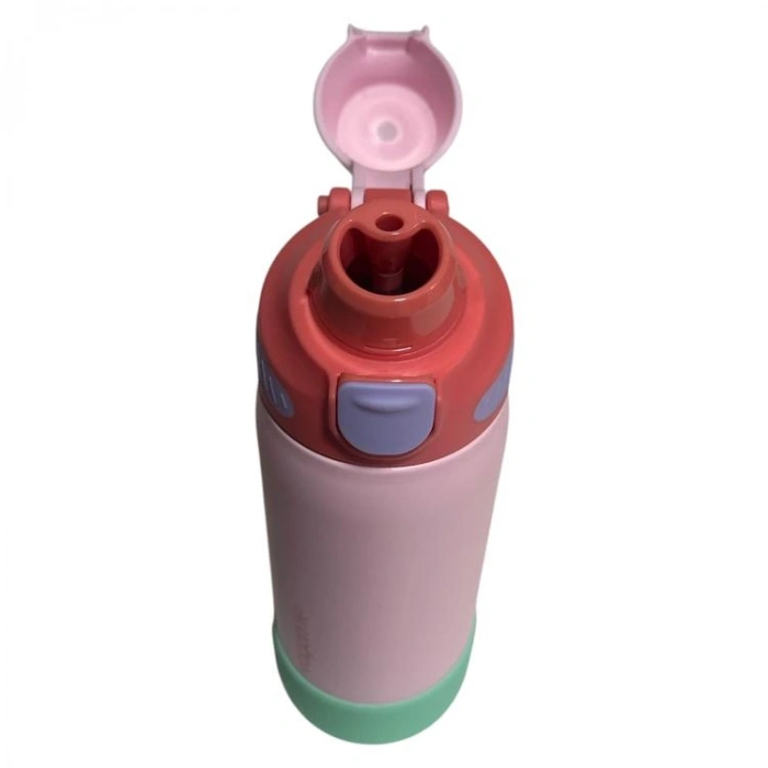 VAGONLİFE ÇELİK TEK KAPAK PİPETLİ/ PİPETSİZ KULLANIM KULPLU MATARA/TERMOS VGN1102 700ML  - PEMBE