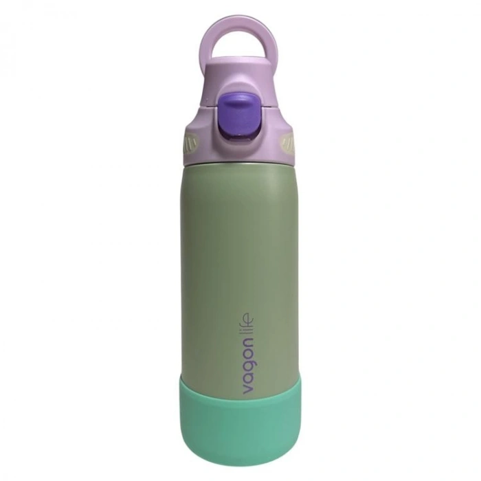 VAGONLİFE ÇELİK TEK KAPAK PİPETLİ/ PİPETSİZ KULLANIM KULPLU MATARA/TERMOS VGN1102 700ML  - YEŞİL