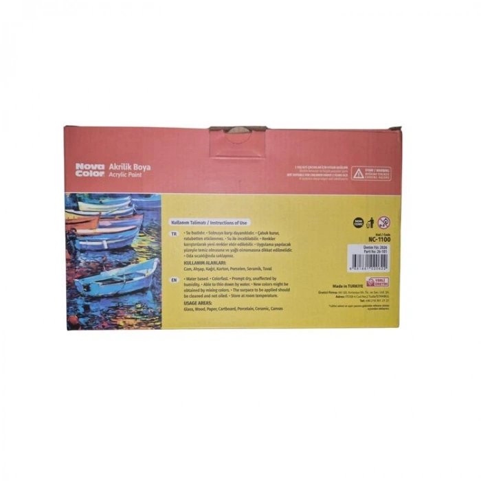 NOVA COLOR NC-1100 6 LI  180 G. ANA RENKLER AKRİLİK BOYA SET