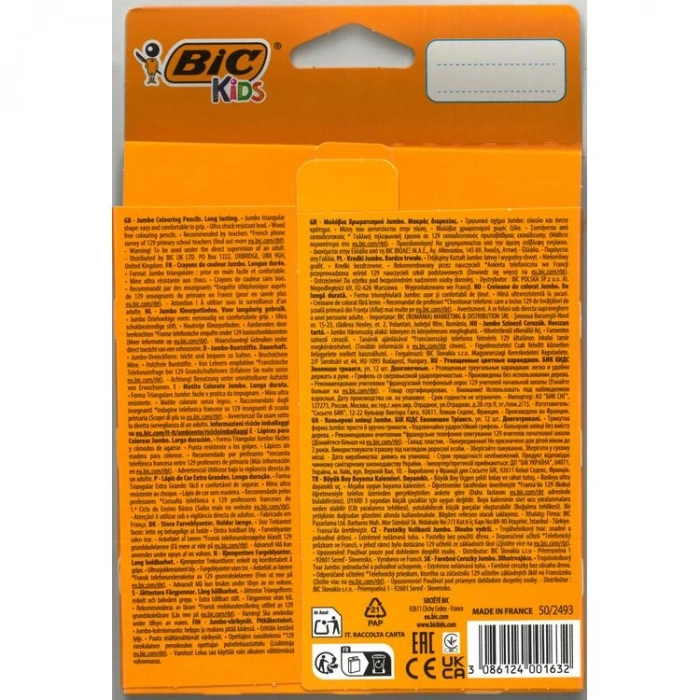 BİC KİDS ÜÇGEN JUMBO EVOLUTION KURU BOYA KALEMİ 12Lİ (RENK)