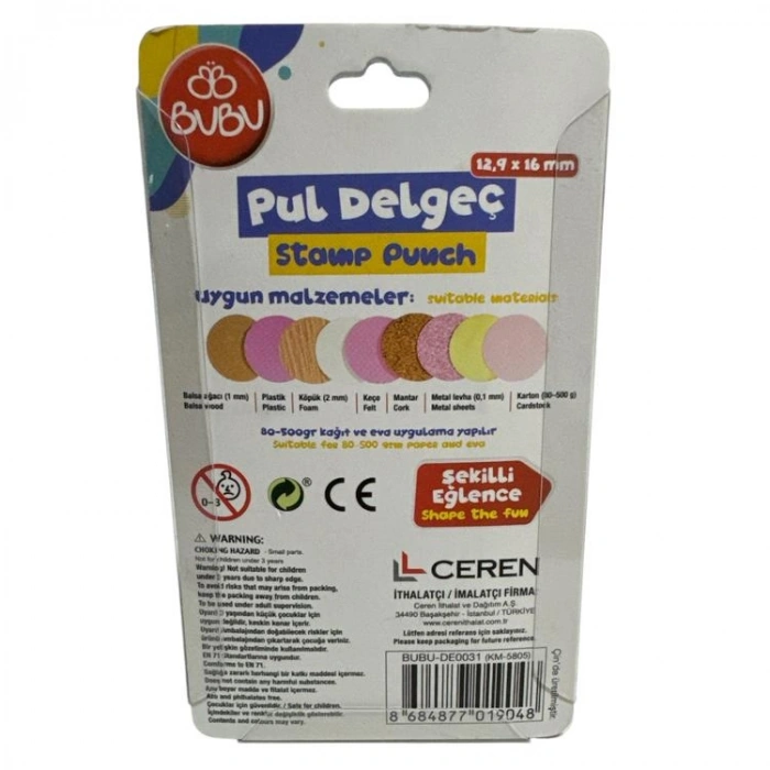 BU-BU KM-5805 PUL ŞEKİLLİ DELGEÇ (EVA VE KAĞIT KESİM) 12.9x16mm 3+