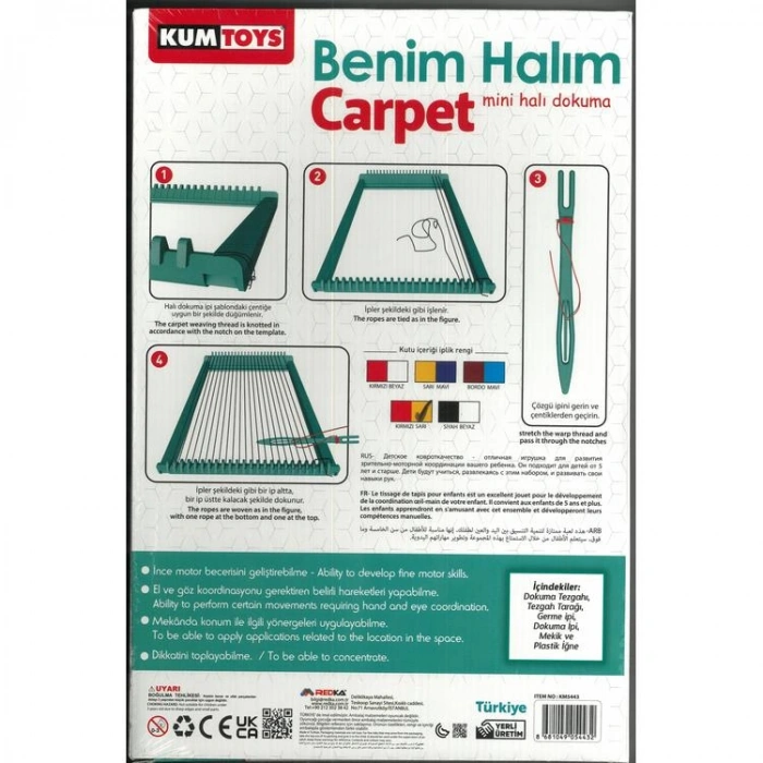 KUMTOYS KM5443 CARPET BENİM HALIM MİNİ DOKUMA SETİ 5+