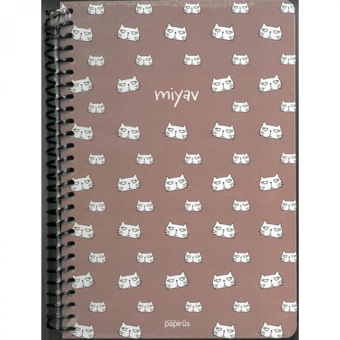 PAPİRÜS MİYAV/HAV HAV MIX SERT KAPAK SPİRALLİ 14X19 120YP. ÇİZGİLİ DEFTER - TEKLİ