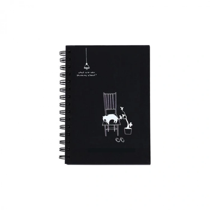 PAPİRÜS M217 SERT KAPAK SPİRALLİ SİYAH İÇ KAĞIT 14X20 80YP. ÇİZGİSİZ DEFTER