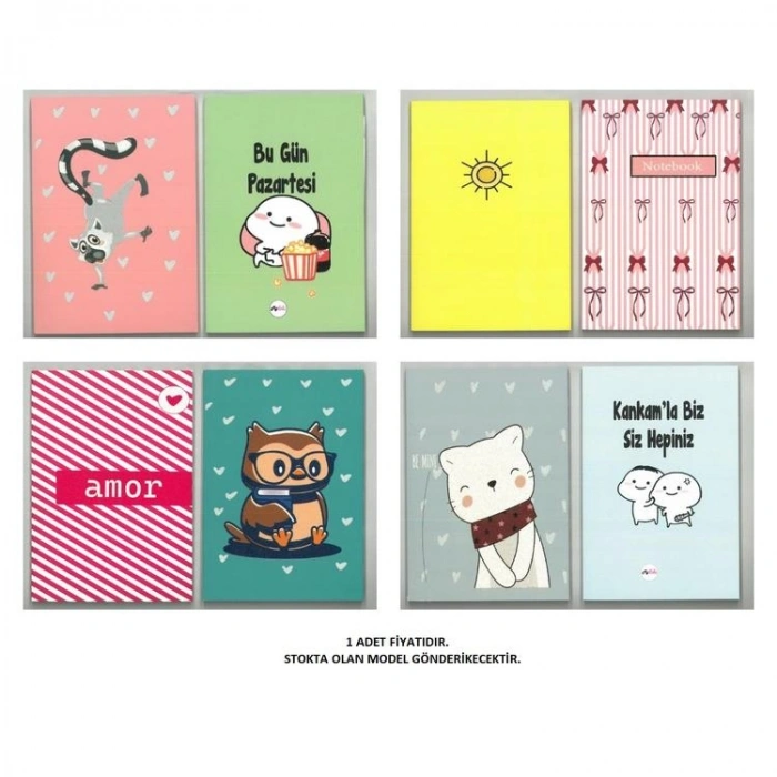 DRN GIFT ST-0205 14x20 BOYALI KENAR KARTON KAPAK 64 YP. ÇİZGİLİ DEFTER  -  TEKLİ