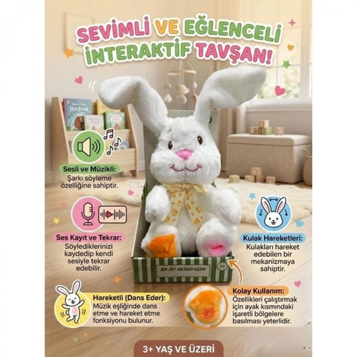 HALLEY PL50129 SESLİ HAREKETLİ 28 CM PELUŞ TAVŞAN 3+