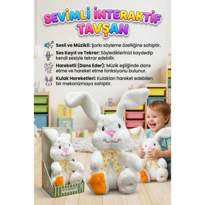 HALLEY PL50129 SESLİ HAREKETLİ 28 CM PELUŞ TAVŞAN 3+