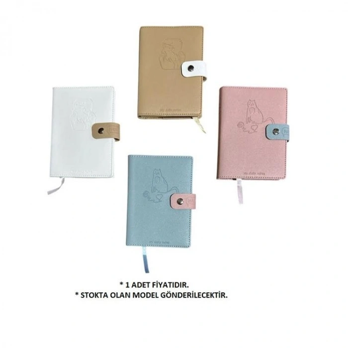 PAPİRÜS M203 CİLTLİ SUNİ DERİ UYUYAN KEDİ ÇITLITLI SOFT KAPAK A6 100 YP ÇİZGİLİ - TEKLİ