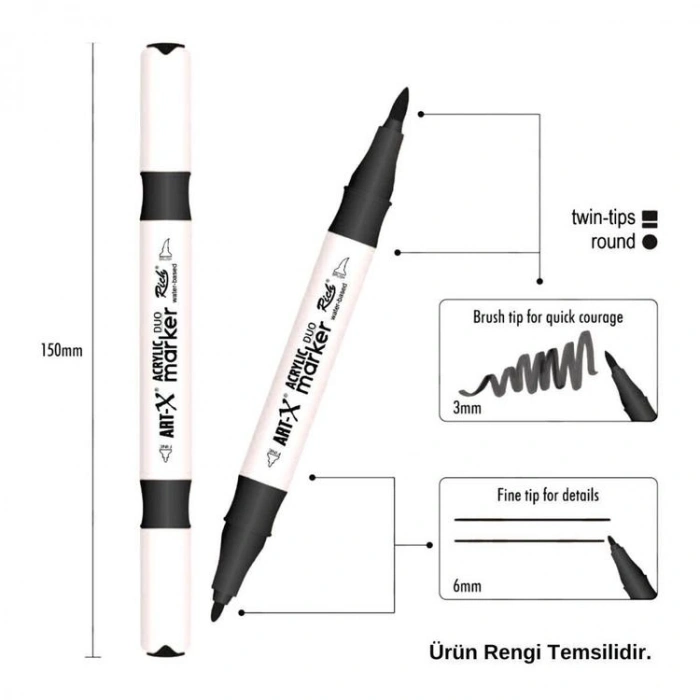 RİCH 17890-43 ART-X ÇİFT TARAFLI DUO AKRİLİK MARKER BEYAZ