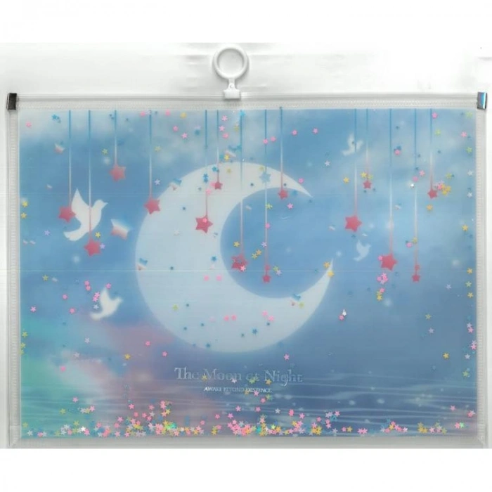 MİKRO DD-12 THE MOON AT NIGHT DESENLİ FERMUARLI DOSYA - TEKLİ