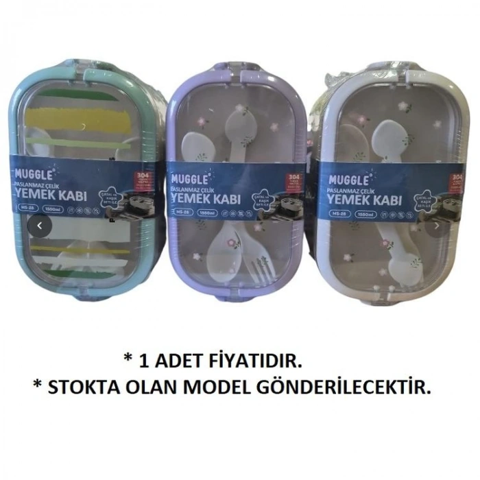 MUGGLE MS-28 304 PASLANMAZ ÇELİK 2 KATLI 1550 ML BESLENME YEMEK KABI/KUTUSU