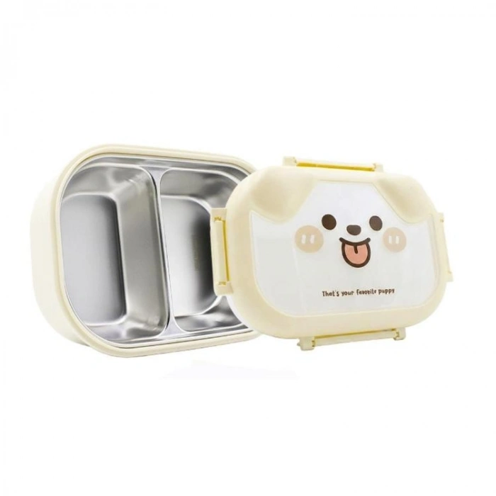 MUGGLE MS-32 304 PASLANMAZ ÇELİK TEK KATLI 2 BÖLMELİ 1000 ML BESLENME YEMEK KABI/KUTUSU