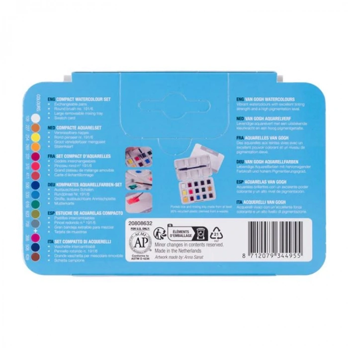 VAN GOGH RT20808632 POCKET BOX WATER COLOR - TABLET SULU BOYA (12+3 ) 15 RENK SET