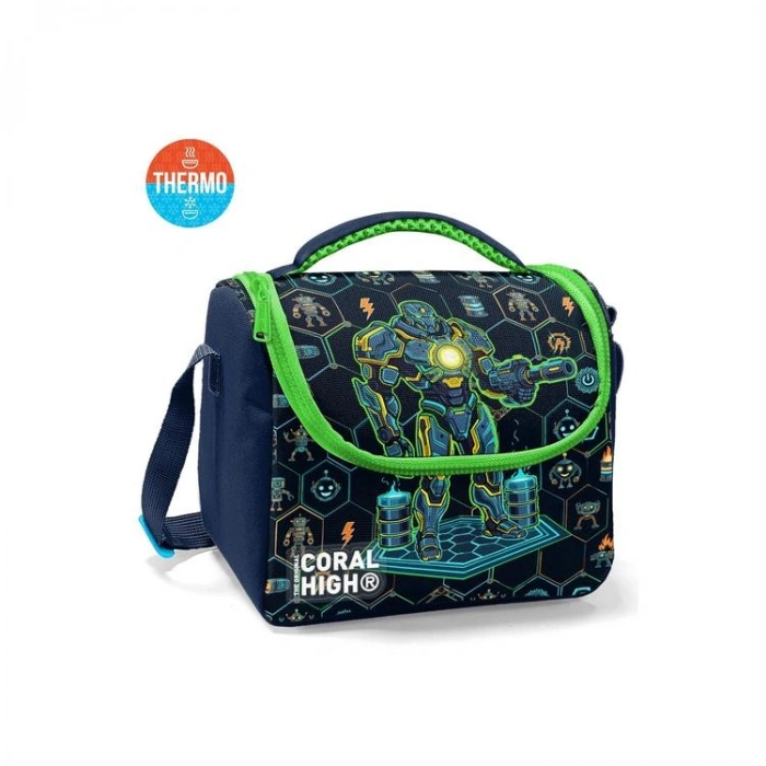 CORAL HIGH 37146 KIDS LACİVERT ROBOT DESENLİ THERMO BESLENME ÇANTASI