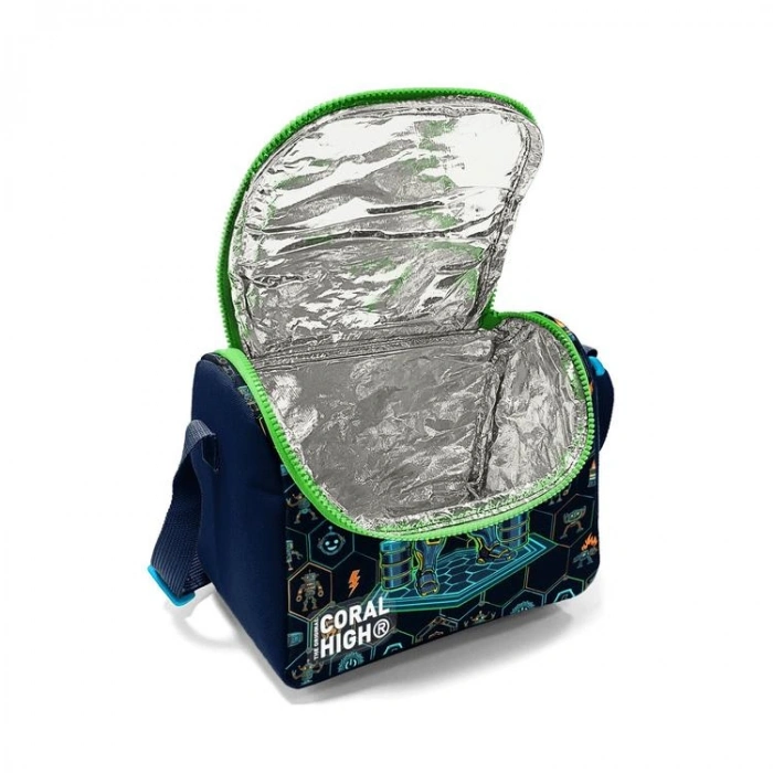 CORAL HIGH 37146 KIDS LACİVERT ROBOT DESENLİ THERMO BESLENME ÇANTASI