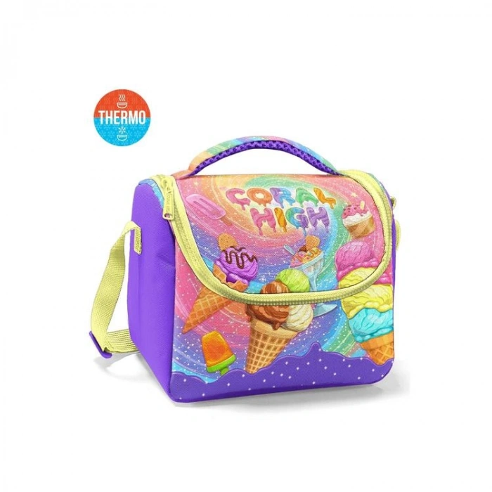 CORAL HIGH 37154 KIDS MOR MİLKA DONDURMA DESENLİ THERMO BESLENME ÇANTASI