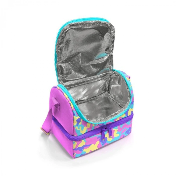 CORAL HIGH 37201 KIDS SARI PEMBE LAVANTA KAMUFLAJ DESENLİ THERMO İKİ KATLI  BESLENME ÇANTASI