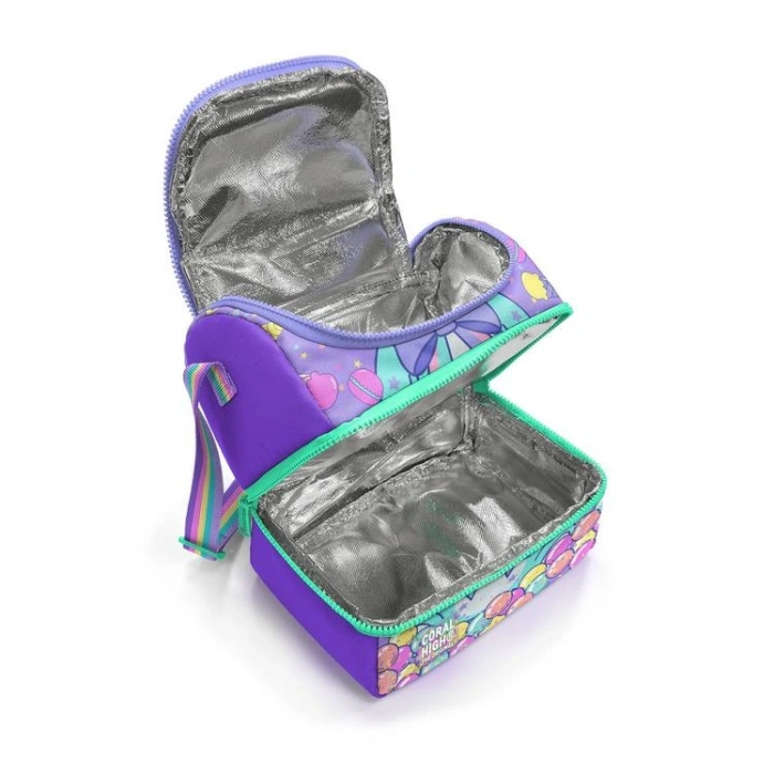 CORAL HIGH 37202 KIDS MOR MİLKA ŞEKER AYICIK DESENLİ THERMO İKİ KATLI  BESLENME ÇANTASI