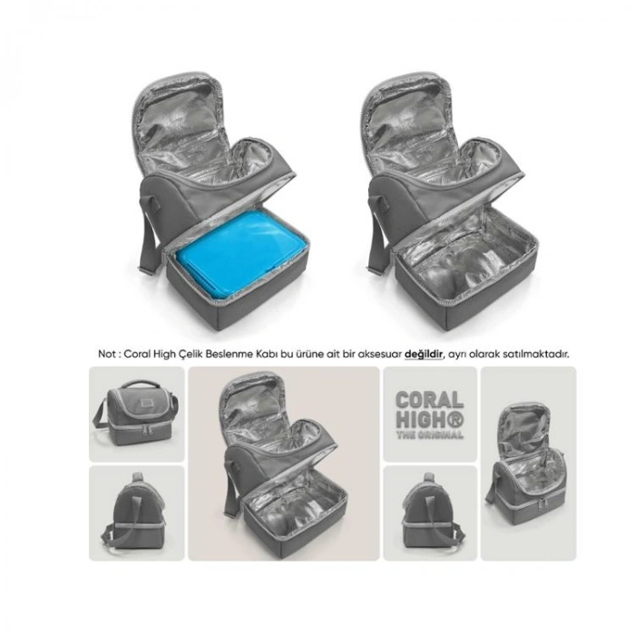 CORAL HIGH 37203 KIDS PASTEL RENKLİ KELEBEK DESENLİ THERMO İKİ KATLI  BESLENME ÇANTASI