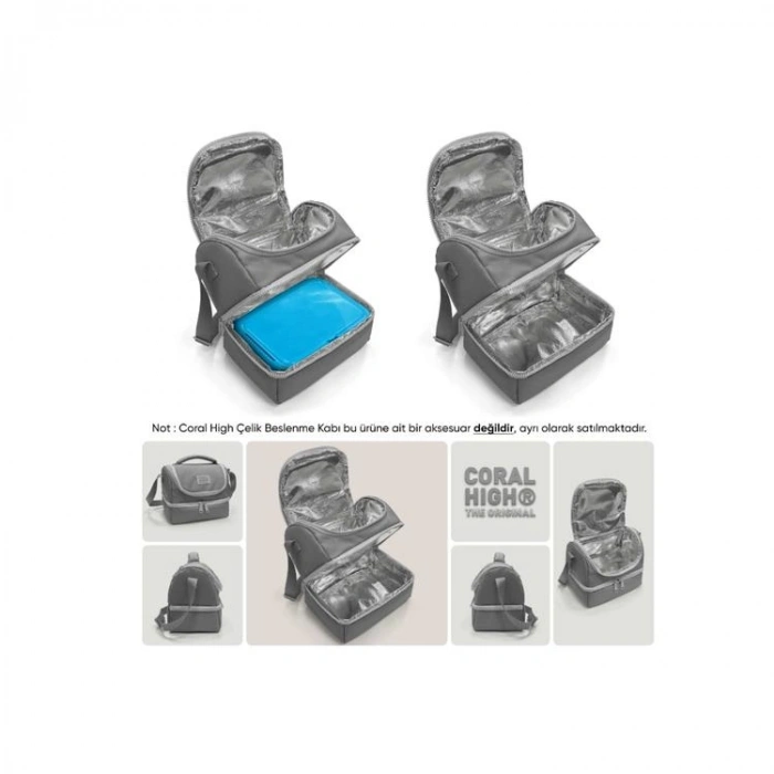 CORAL HIGH 37205 KIDS ÇOK RENKLİ DAMA DESENLİ THERMO İKİ KATLI  BESLENME ÇANTASI