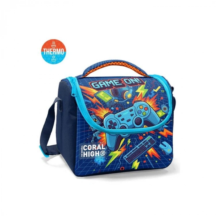 CORAL HIGH 37151 KIDS LACİVERT GAME DESENLİ THERMO BESLENME ÇANTASI