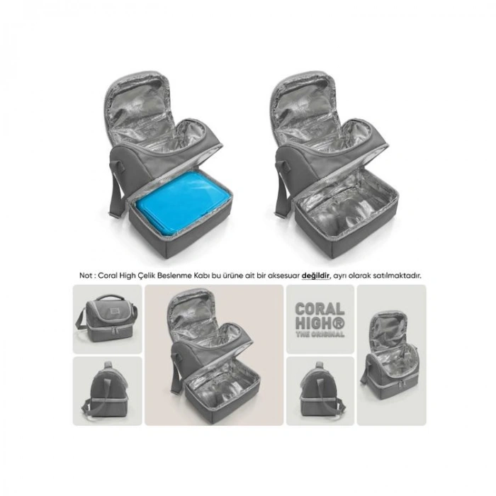 CORAL HIGH 37206 KIDS LACİVERT DRAGON DESENLİ THERMO İKİ KATLI  BESLENME ÇANTASI