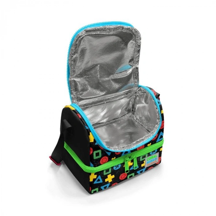 CORAL HIGH 37207 KIDS SİYAH LETS PLAY DESENLİ THERMO İKİ KATLI  BESLENME ÇANTASI